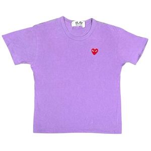 Comme Des Garcons CDG Play Heart Embroidered Logo T Shirt Purple